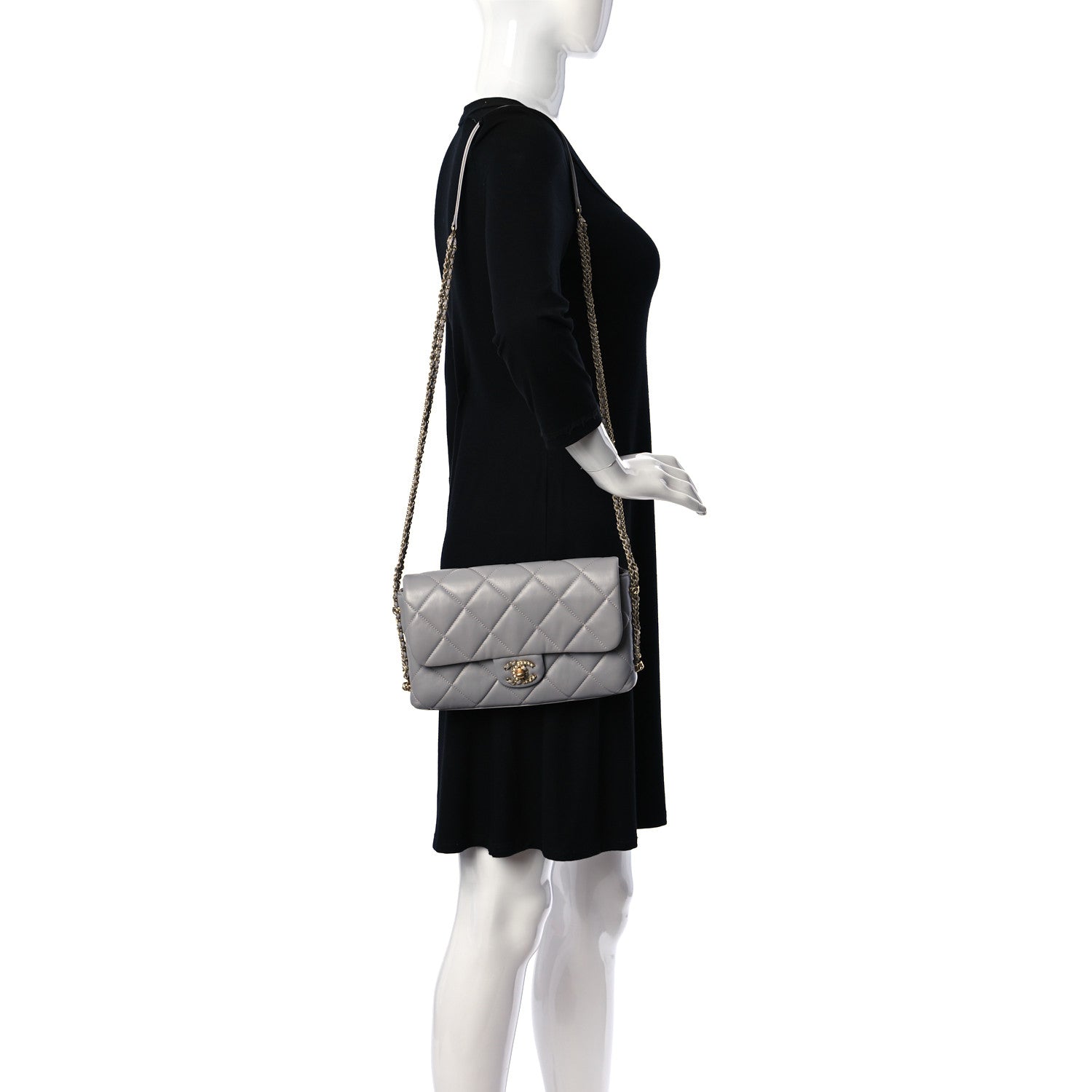 Chanel Lambskin Quilted Crush On Chains Flap Bag Grey 3 of 12
