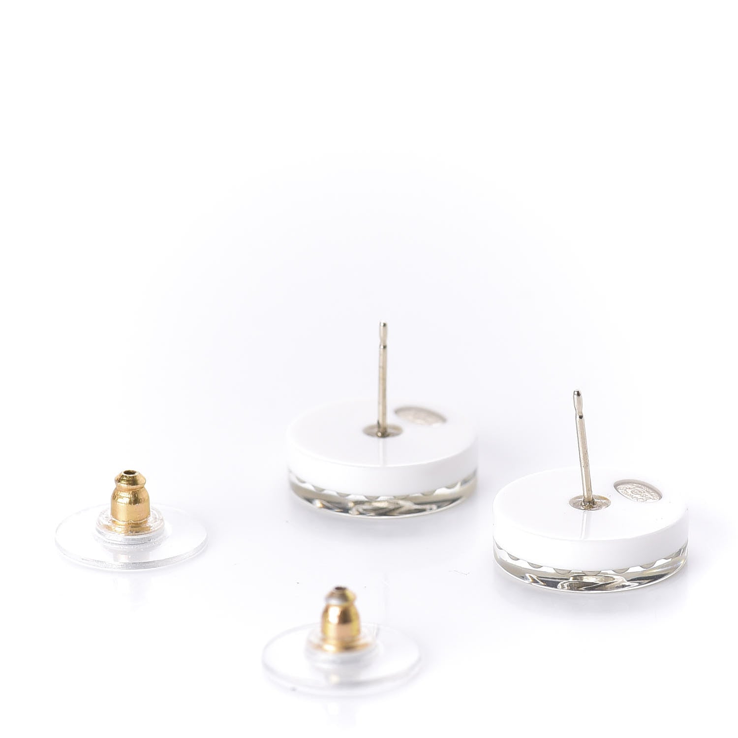 Chanel Resin Pearl CC Earrings White Black 3 of 5