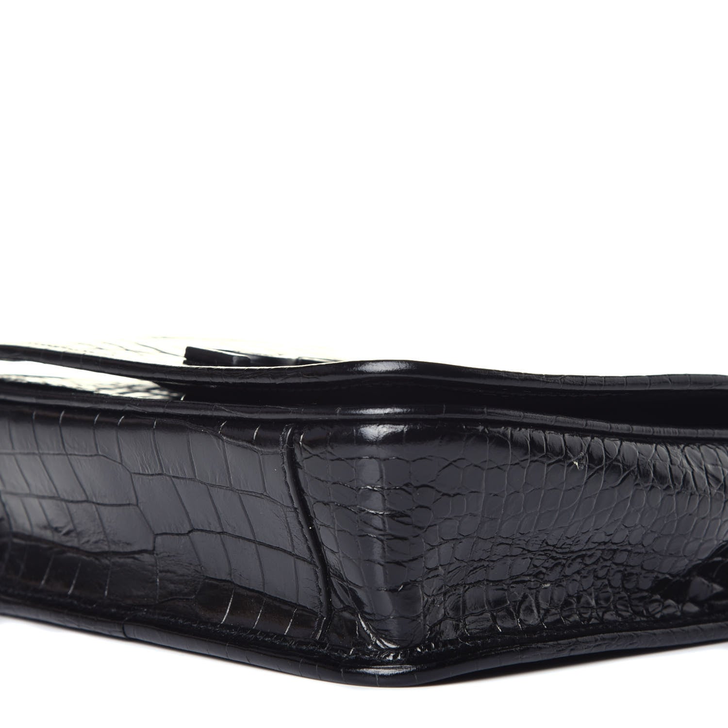 Saint Laurent Crocodile Embossed Lambskin Matelasse Monogram Niki Chain Wallet Black 8 of 9