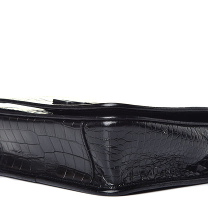 Saint Laurent Crocodile Embossed Lambskin Matelasse Monogram Niki Chain Wallet Black 8 of 9