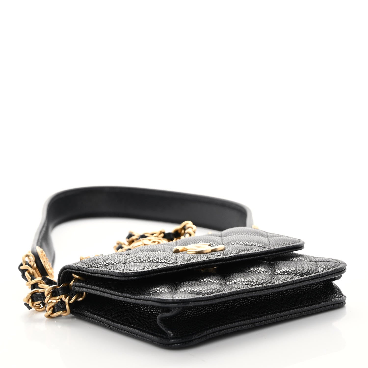 Chanel Caviar Quilted Twist Your Buttons Coin Purse With Chain Black 4 of 11