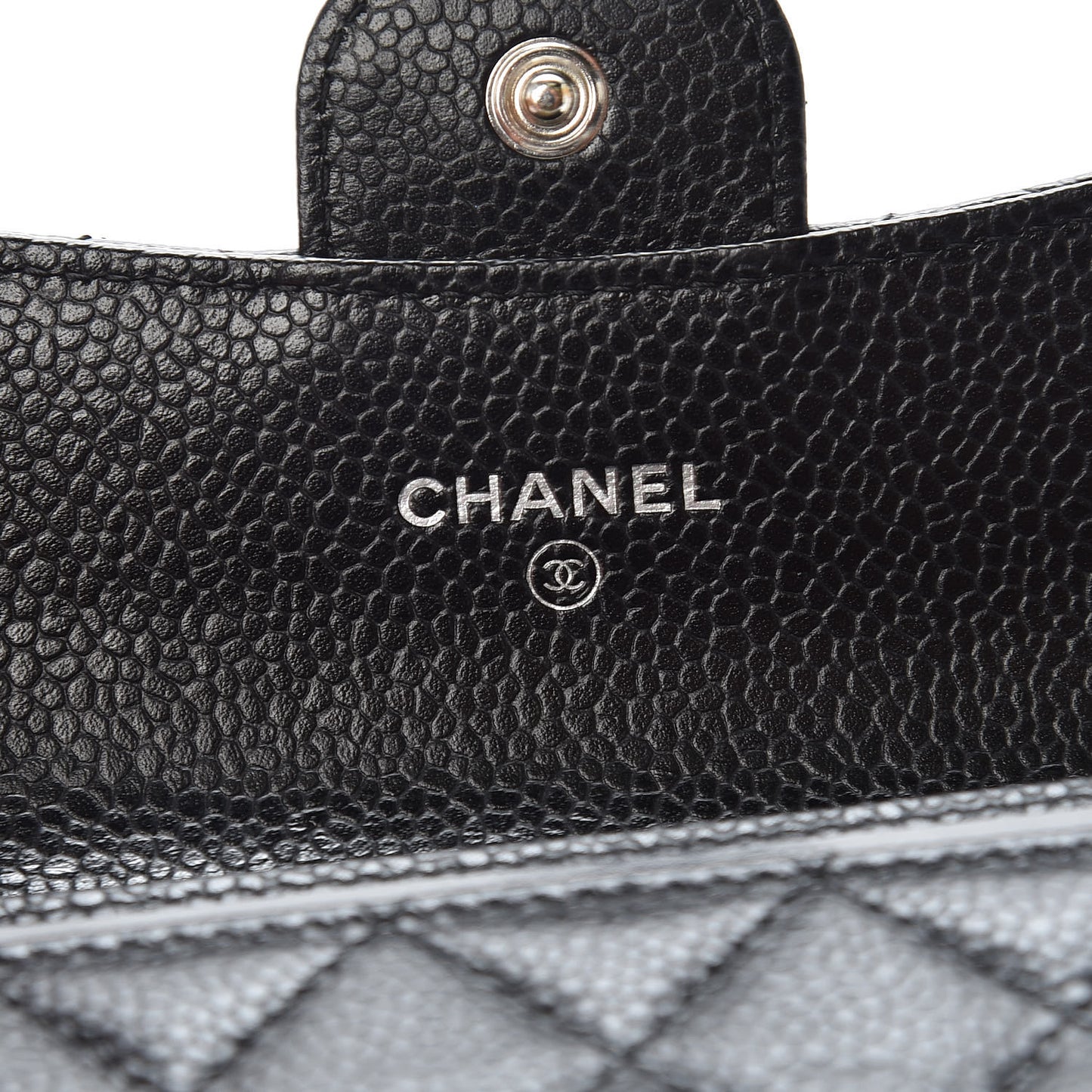 Caviar Quilted Flap Card Holder Black