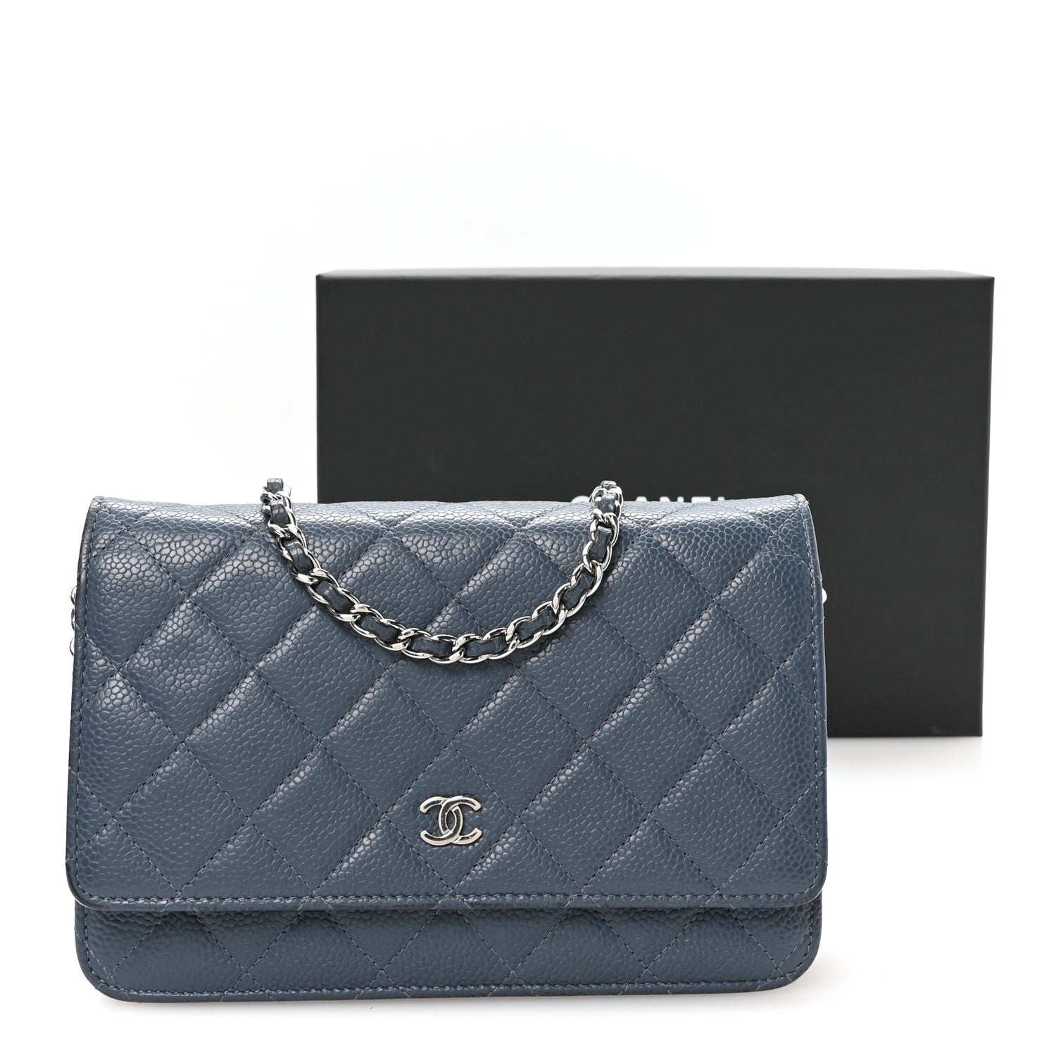 Chanel Caviar Quilted Wallet on Chain WOC Blue 12 of 12
