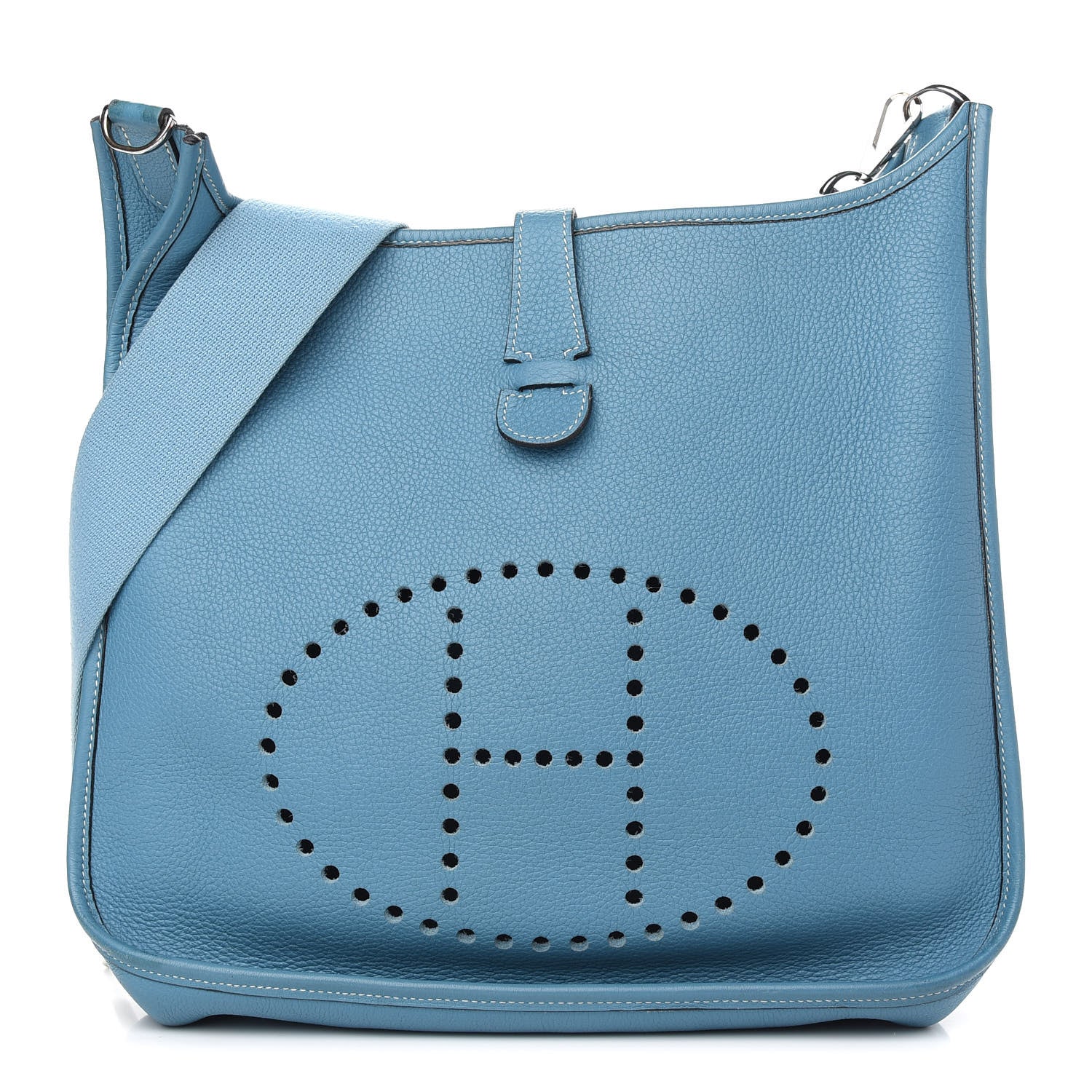 Hermes Taurillon Clemence Evelyne II GM Blue Jean 1 of 8