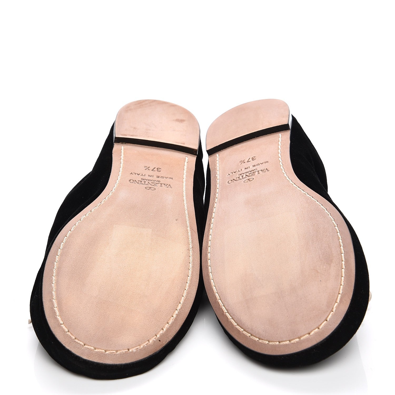 Valentino Garavani Velvet Rockstud Cross Strap Ballerina Flats 37.5 Black 6 of 9