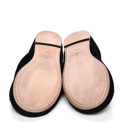 Valentino Garavani Velvet Rockstud Cross Strap Ballerina Flats 37.5 Black 6 of 9