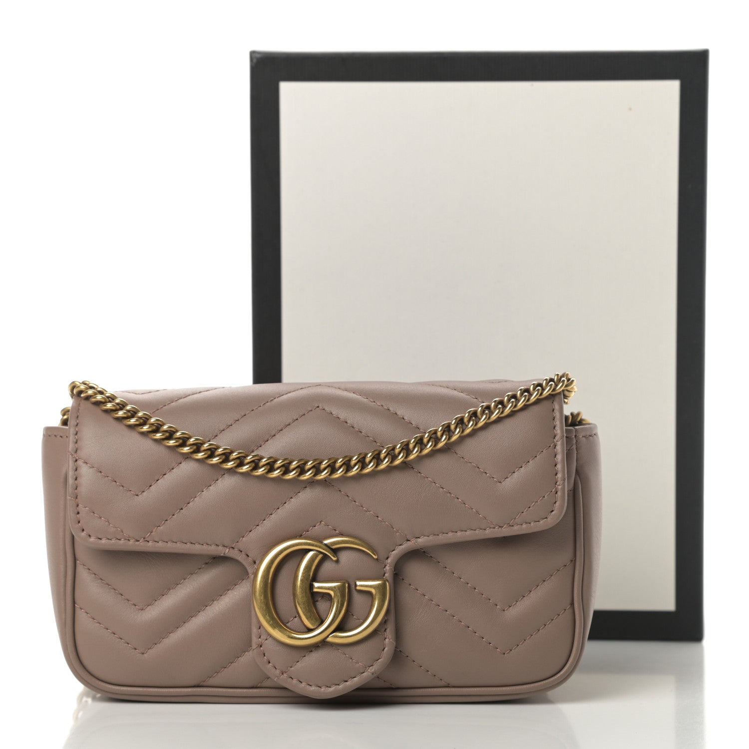Gucci Calfskin Matelasse Super Mini GG Marmont Shoulder Bag Porcelain Rose 11 of 11