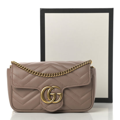 Gucci Calfskin Matelasse Super Mini GG Marmont Shoulder Bag Porcelain Rose 11 of 11
