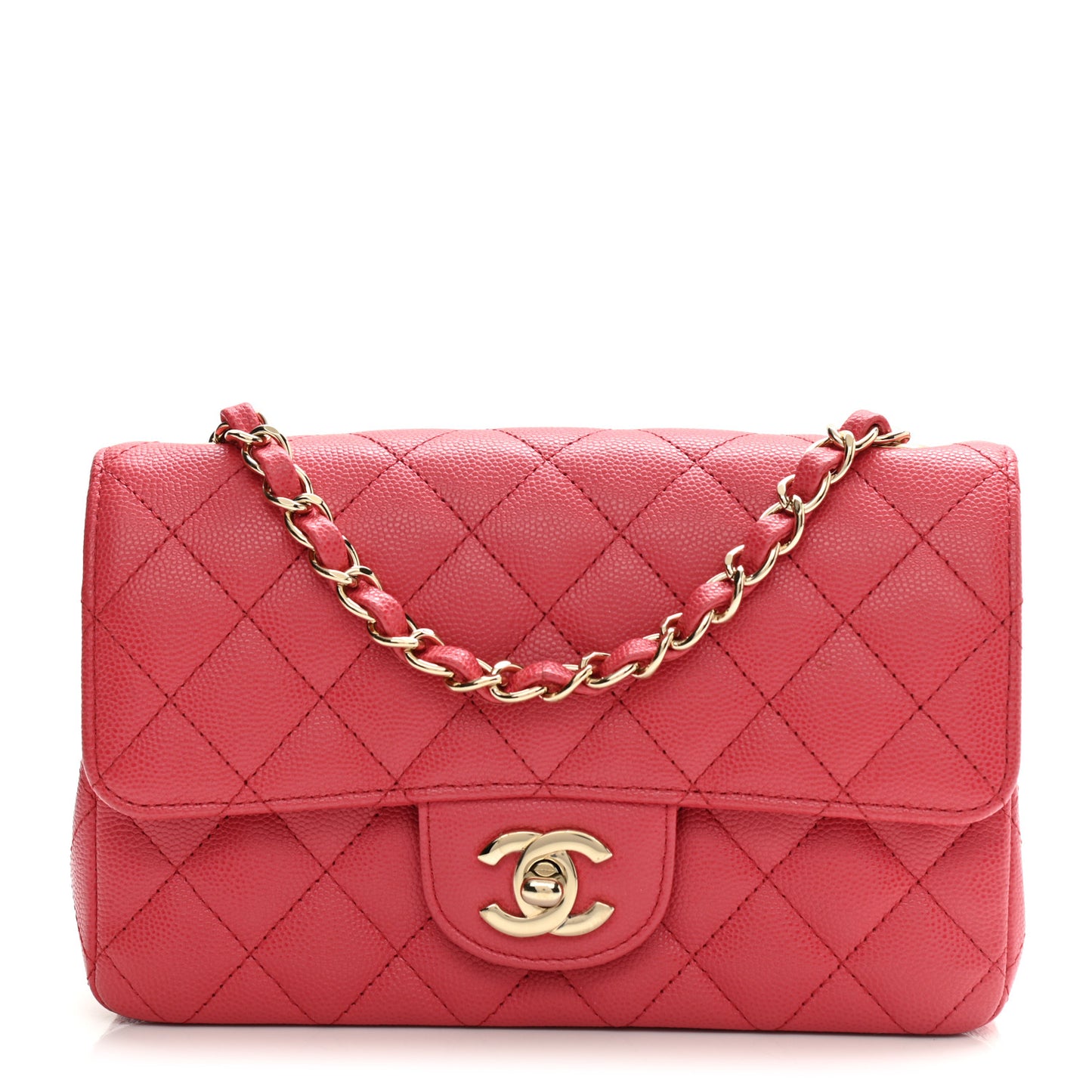 Caviar Quilted Mini Rectangular Flap Dark Pink