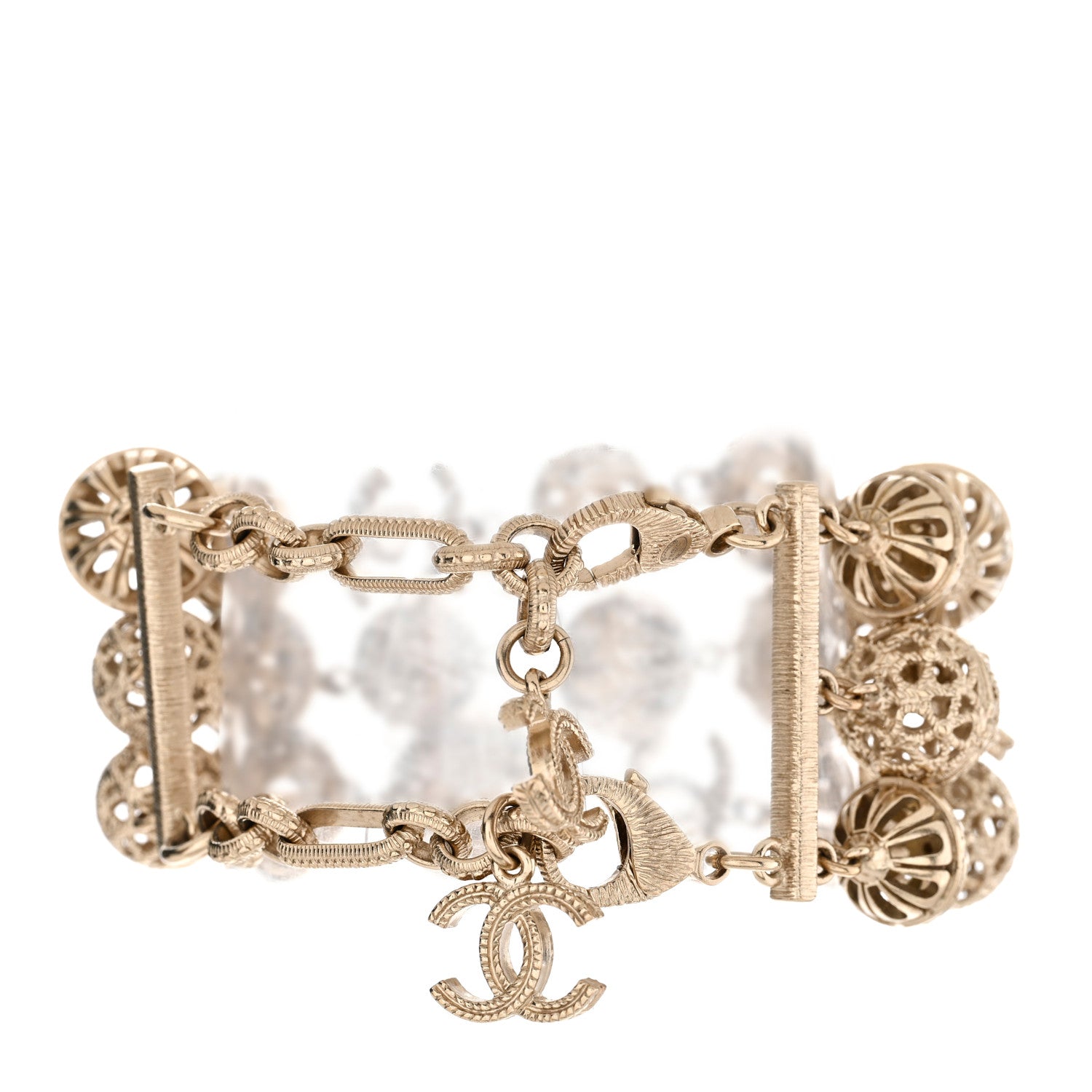 Chanel Metal Beaded CC Multistrand Bracelet Gold 3 of 4