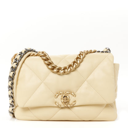 Chanel Lambskin Quilted Medium Chanel 19 Flap Yellow 1 of 11