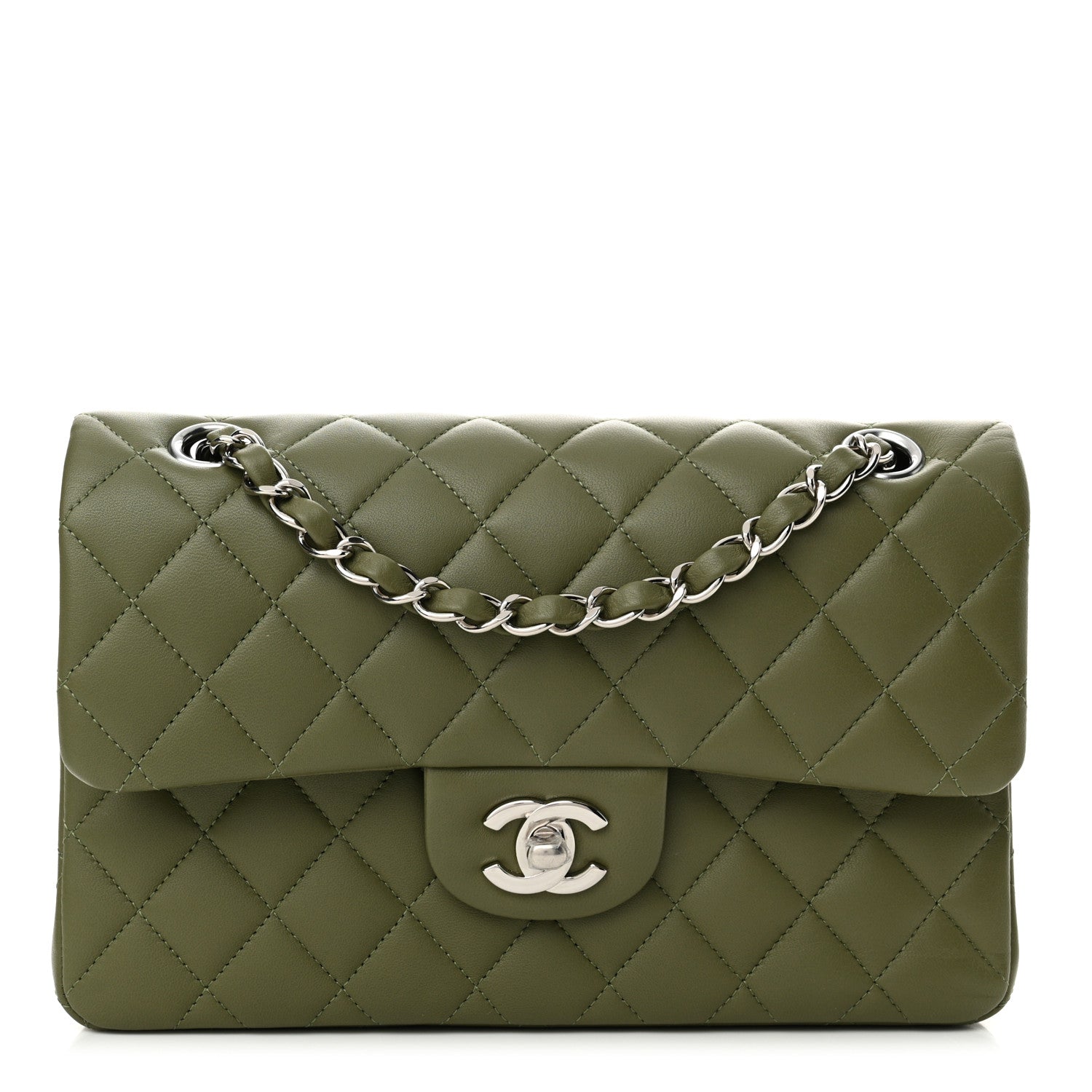 Chanel Lambskin Quilted Small Double Flap Green 1 of 10