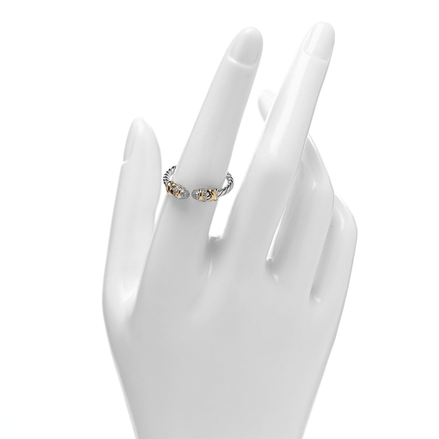 Sterling Silver 18K Yellow Gold Diamond Petite Helena Open Ring 54 7