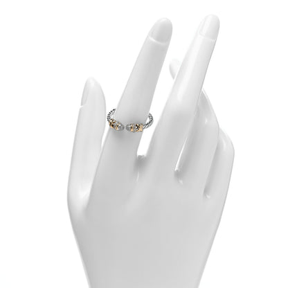 David Yurman Sterling Silver 18K Yellow Gold Diamond Petite Helena Open Ring 54 7 2 of 4