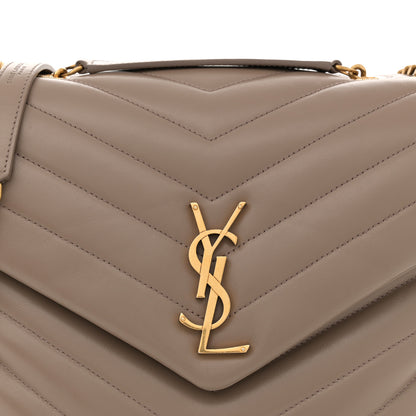 Saint Laurent Calfskin Y Quilted Monogram Medium Loulou Chain Satchel Dark Beige 8 of 13