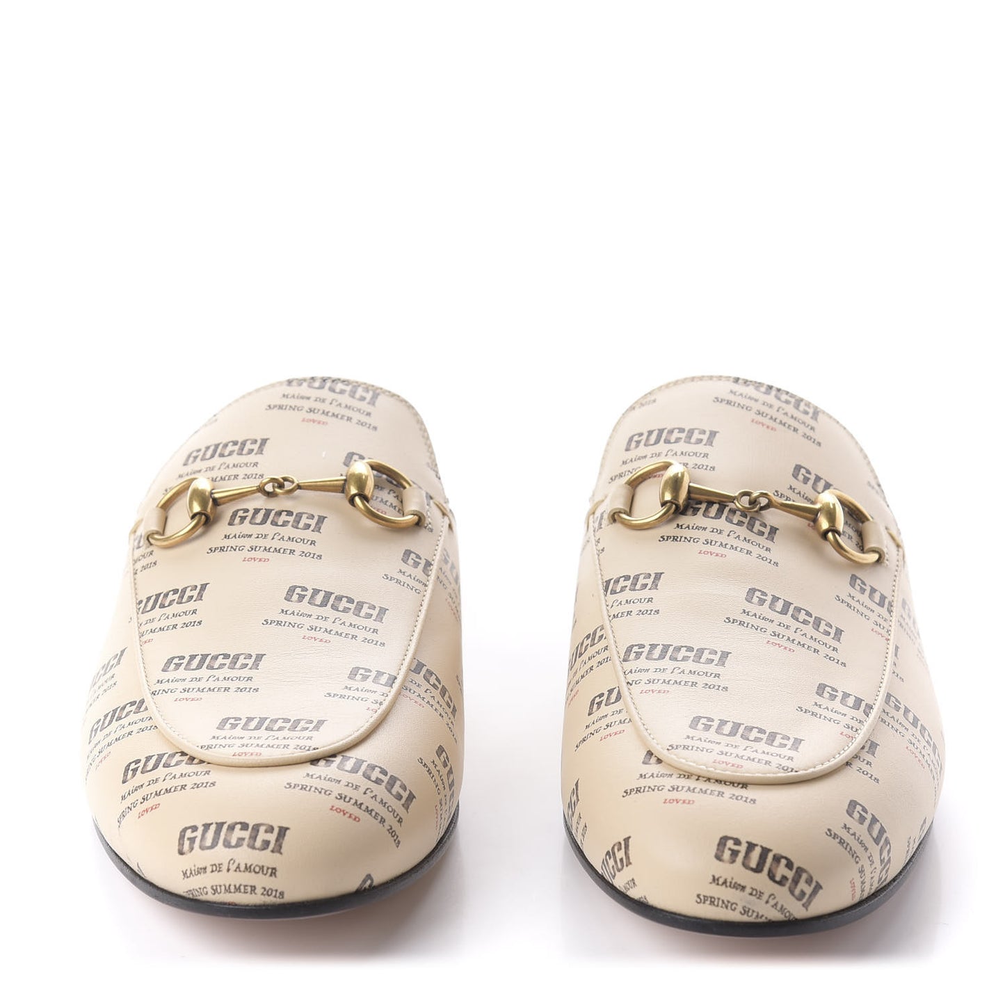 Calfskin Stamp Print Womens Princetown Slippers 37 Soy Black