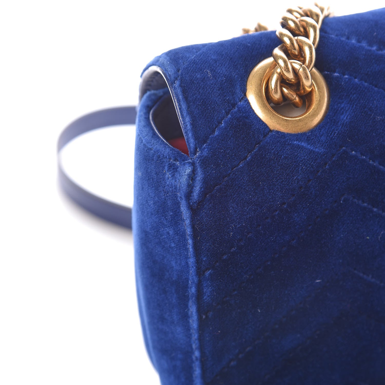 Gucci Velvet Matelasse Mini GG Marmont Shoulder Bag Cobalt Blue 9 of 16