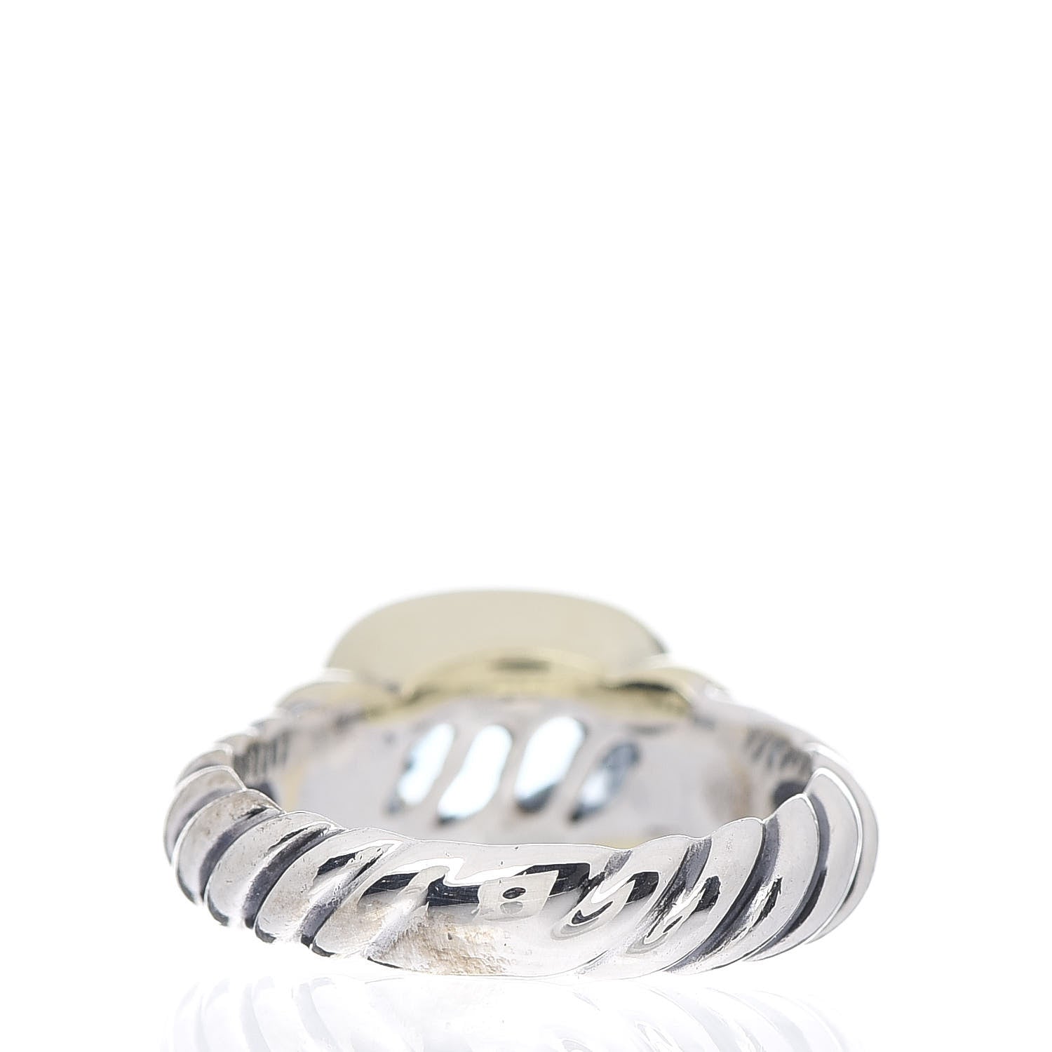 David Yurman Sterling Silver 14K Yellow Gold Blue Topaz 10mm Noblesse Ring 52 6 4 of 5