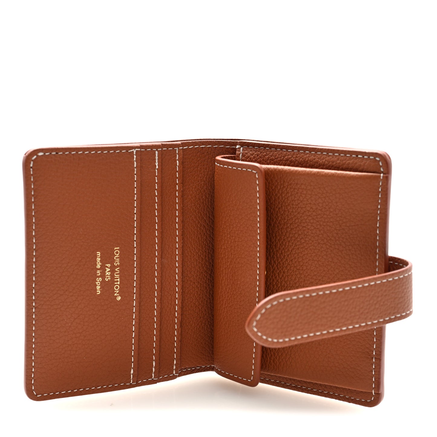 Grained Calfskin Low Key Compact Wallet Cognac