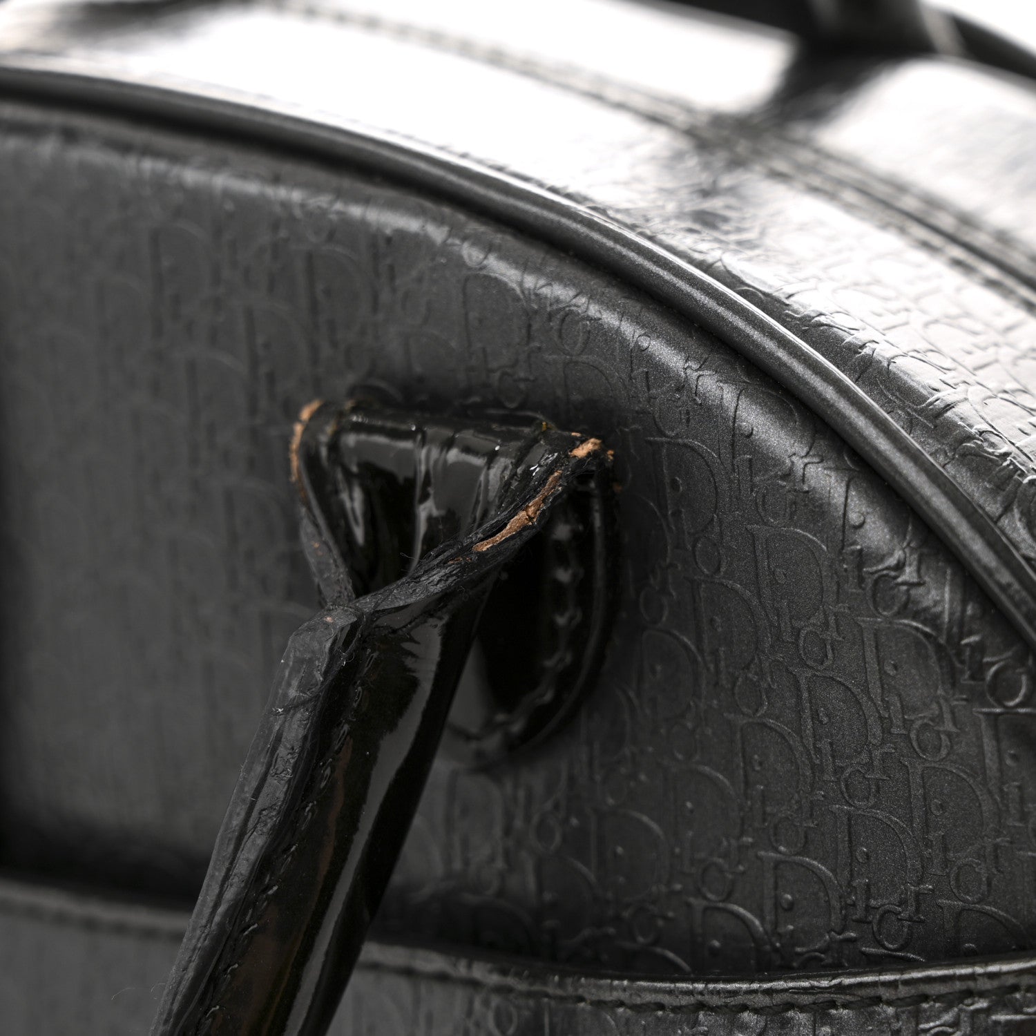 Christian Dior Patent Calfskin Embossed Saddle Bowler Black 12 of 15