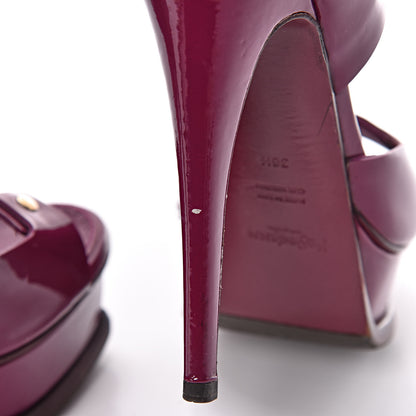 Saint Laurent Patent Tribute Stud Platform Sandals 36.5 Fuchsia 8 of 12