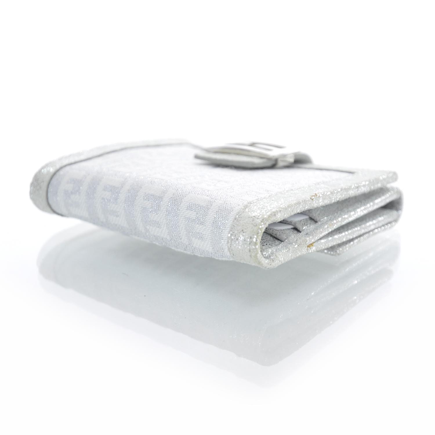 Fendi Zucchino Compact Wallet Silver 3 of 6