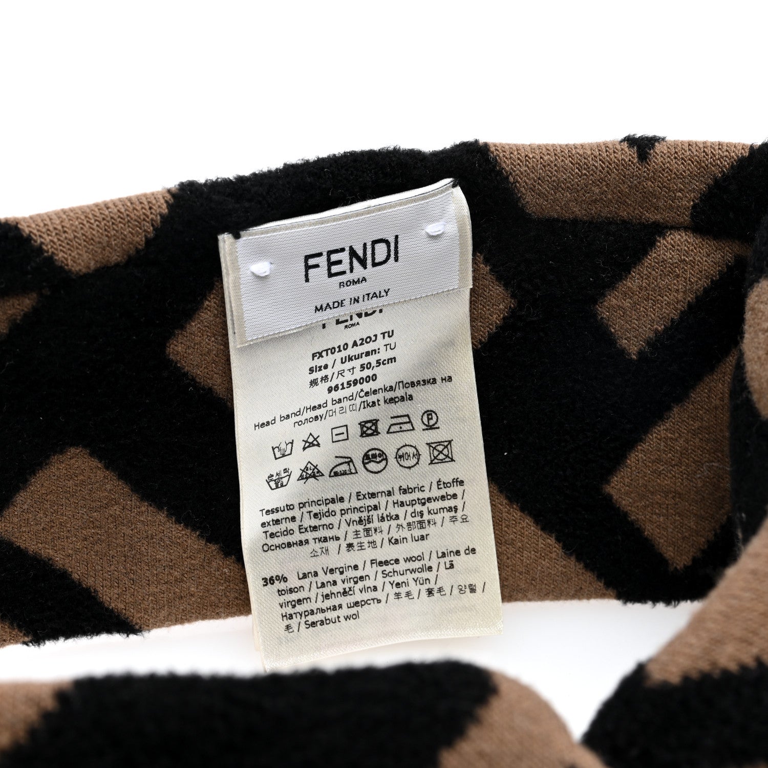 Fendi Wool FF Logo Headband Camel 3 of 3