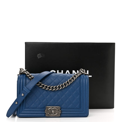 Chanel Caviar Quilted Medium Boy Flap Blue 12 of 12
