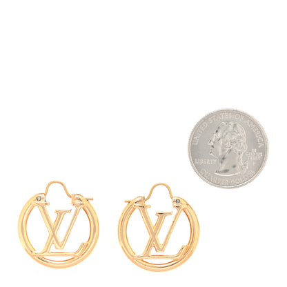 Louis Vuitton Metal Small Louise Hoop Earrings Gold 2 of 5