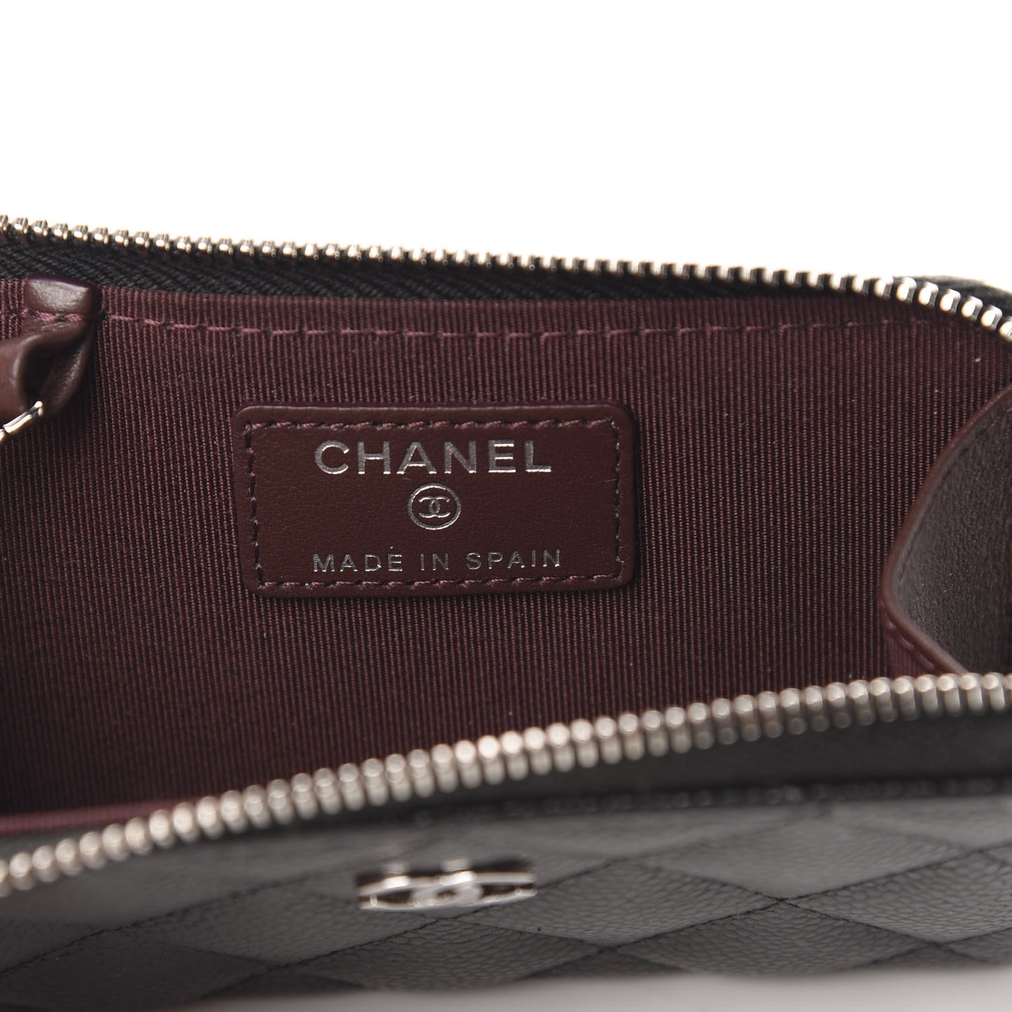 Caviar Quilted Zipped Key Holder Case Black