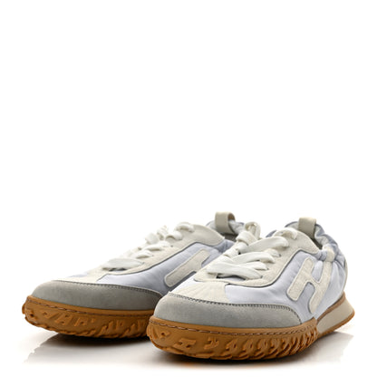 Hermes Suede Goatskin Jet Sneakers 40 Gris Arctique White 4 of 11