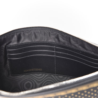 Gucci X SEGA Calfskin GUCCY Stars Zip Wristlet Pouch Black Gold 4 of 8