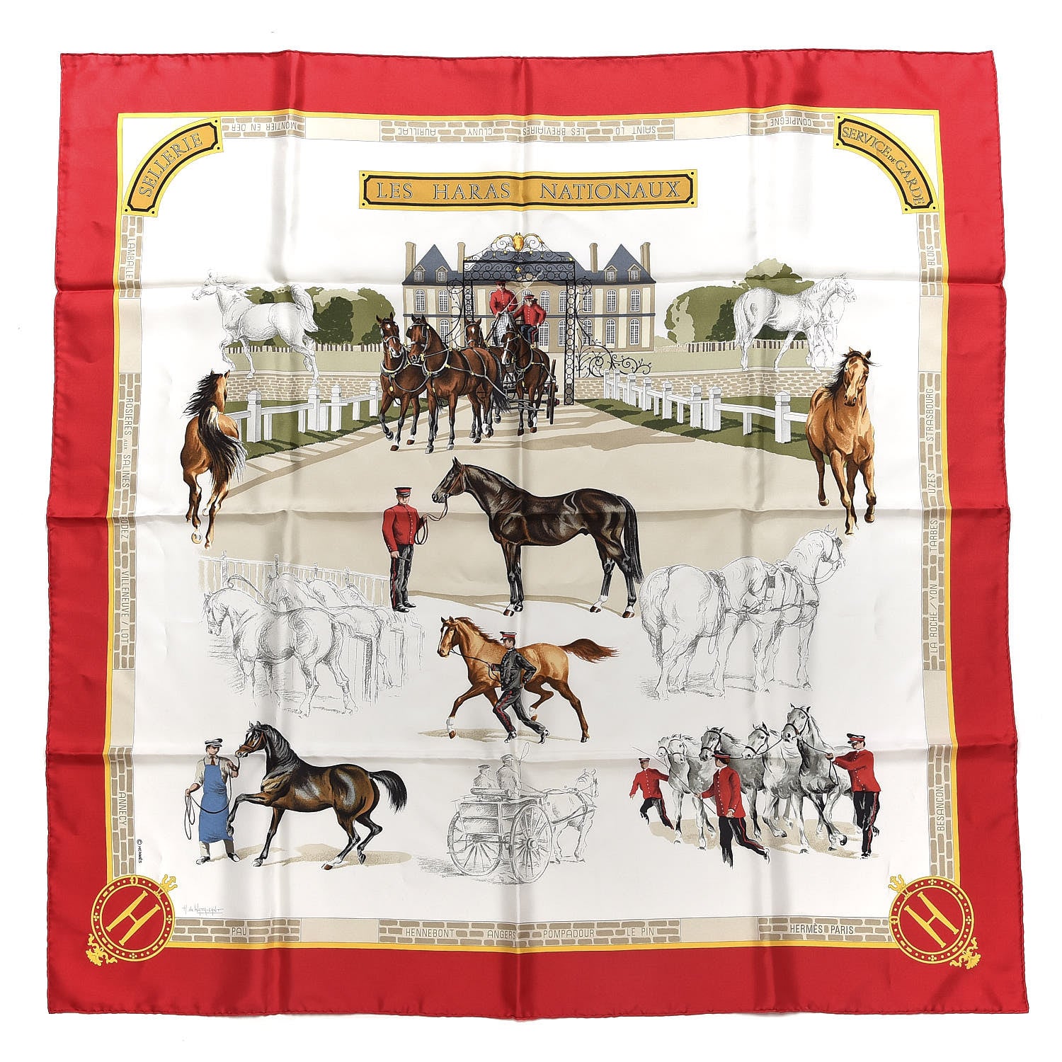 Hermes Silk Les Haras Nationaux Scarf 90 1 of 4