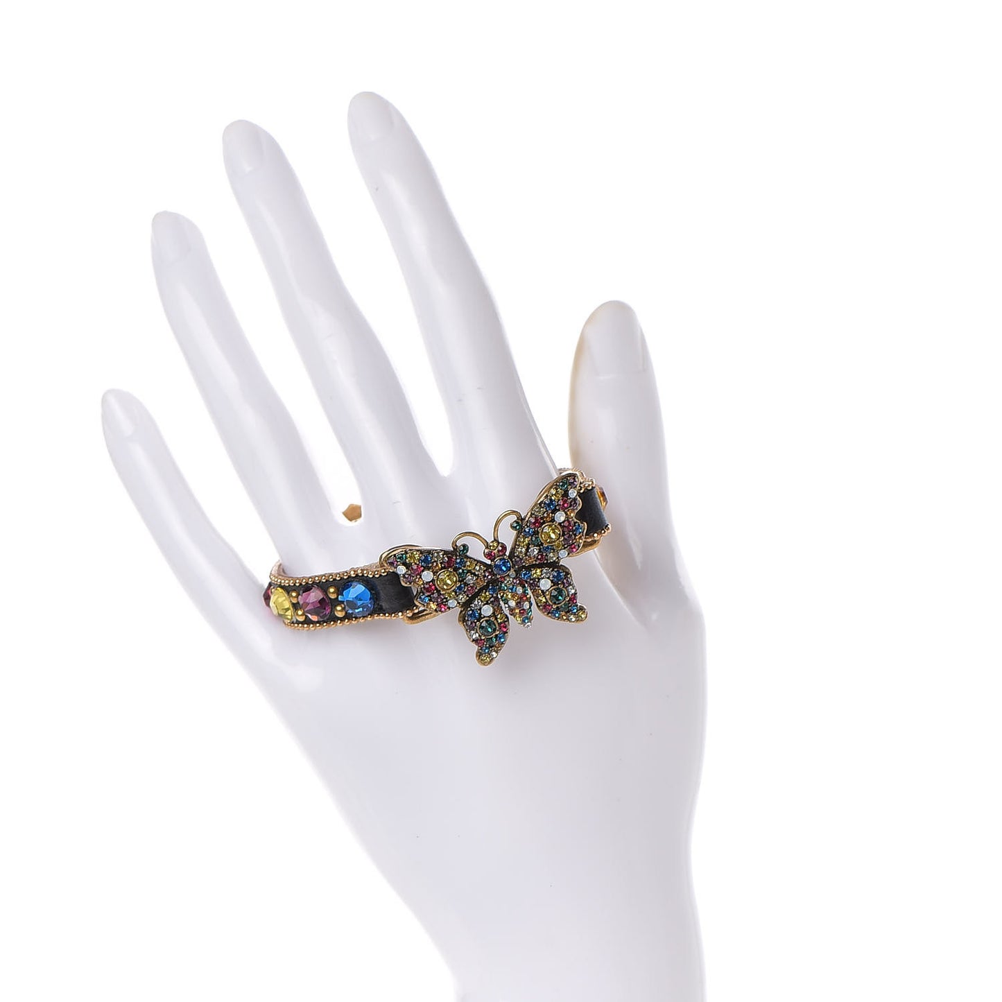 Calfskin Crystal Butterfly Bracelet Multicolor