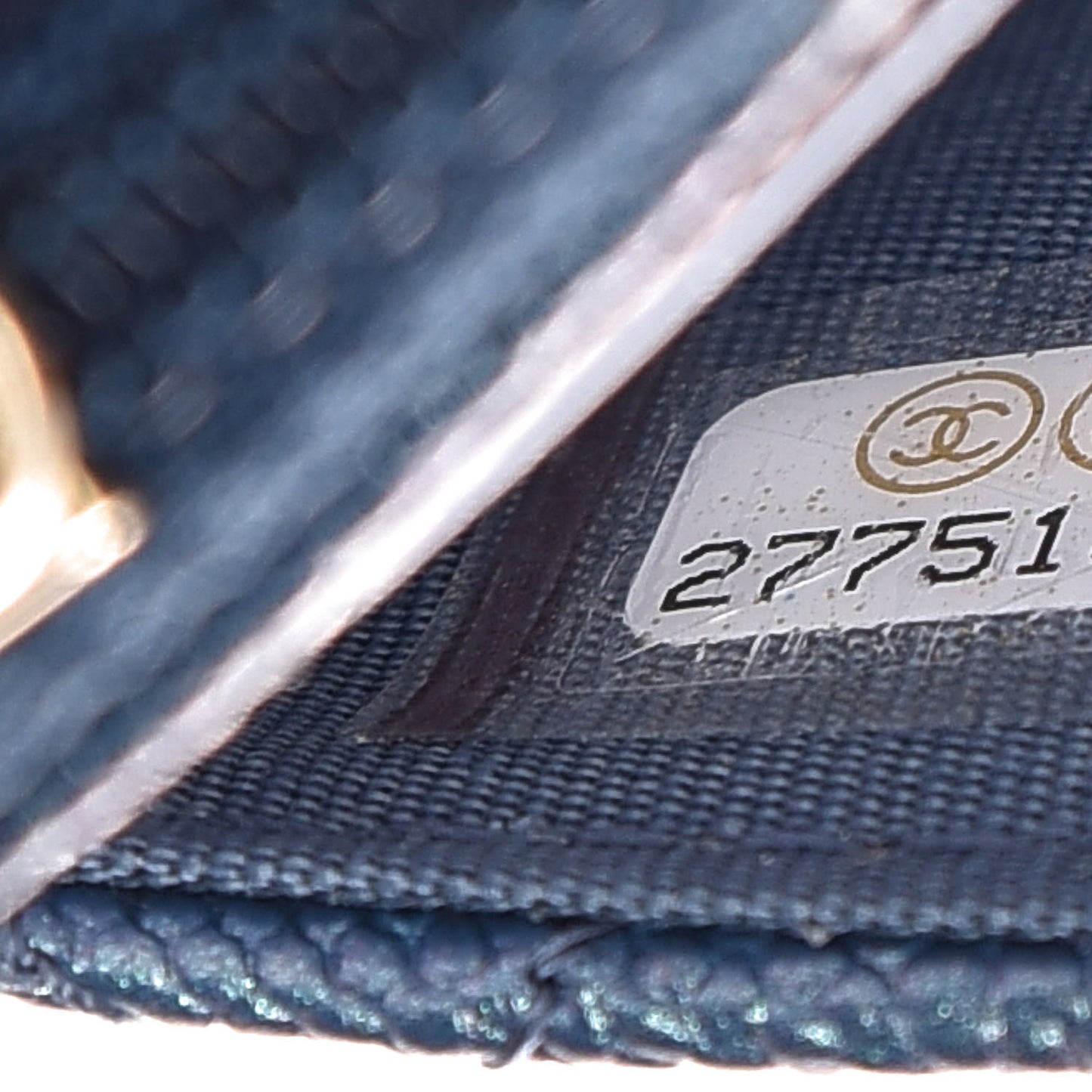 Iridescent Caviar Quilted Wallet On Chain WOC Dark Blue