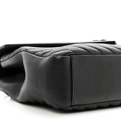 Saint Laurent Sheepskin Matelasse Chevron Monogram Monochrome Large College Satchel Black 9 of 10