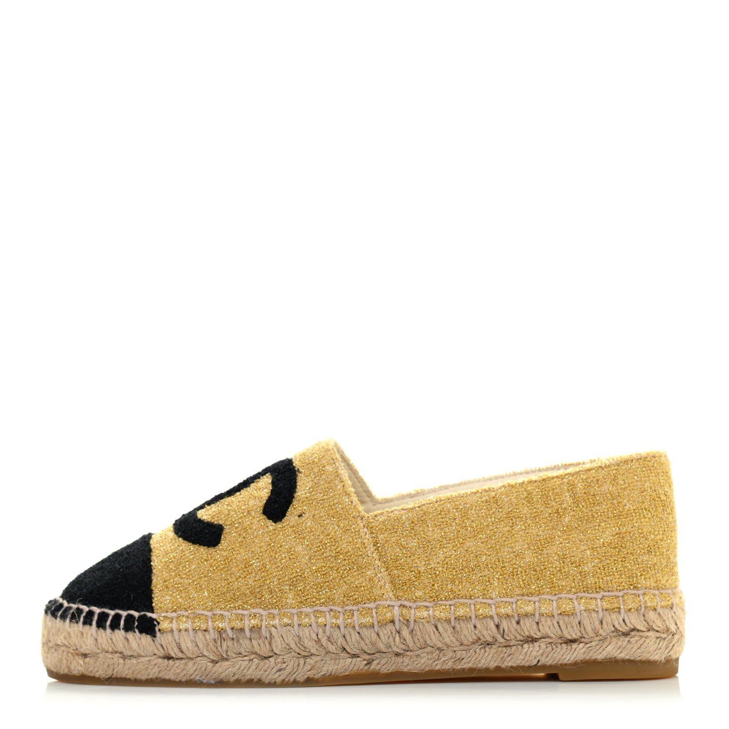 Chanel Metallic Terrycloth CC Espadrilles 35 Black Gold 1 of 4