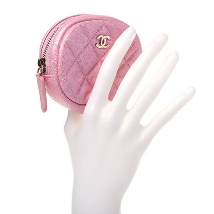 Chanel Iridescent Caviar Quilted Zip Around Classic Coin Purse Rose Pink 2 of 11