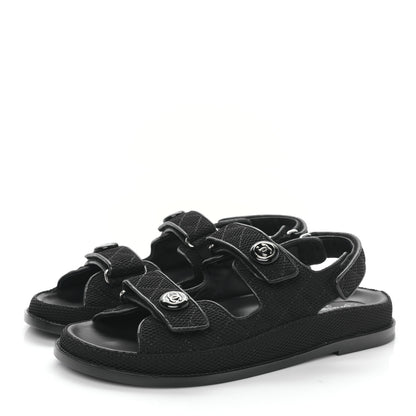 Chanel Fabric Velcro Dad Sandals 41.5 Black 3 of 8