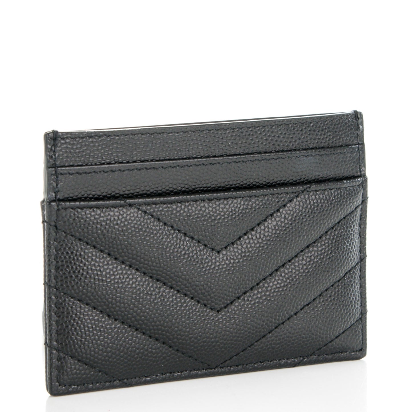 Grain De Poudre Matelasse Chevron Monogram Credit Card Case Black