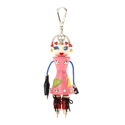 Prada Saffiano Giulietta Robot Trick Keychain Begonia 1 of 4