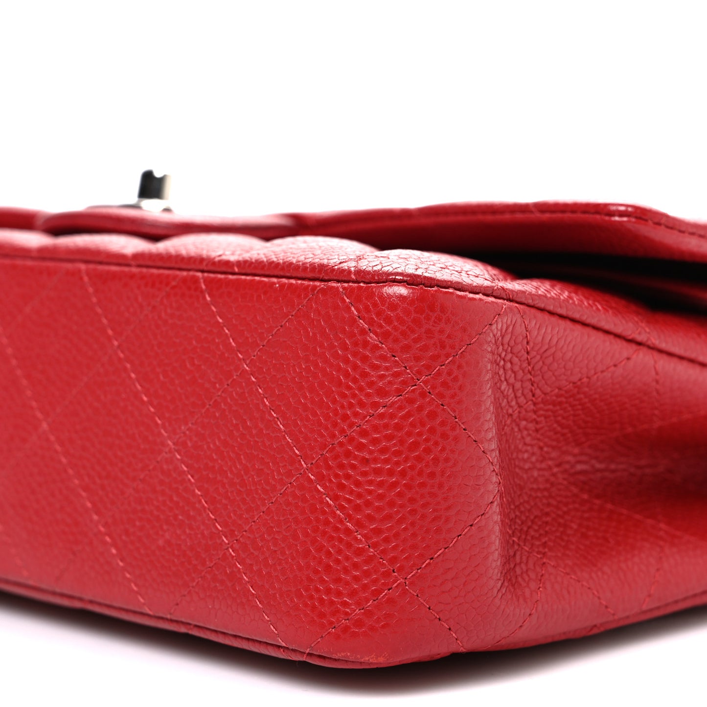 Caviar Quilted Medium Double Flap Red