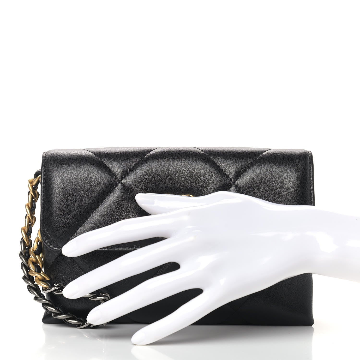 Chanel Lambskin Quilted Chanel 19 Flap Clutch Black 2 of 9