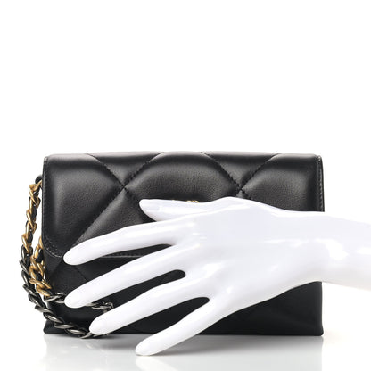 Chanel Lambskin Quilted Chanel 19 Flap Clutch Black 2 of 9