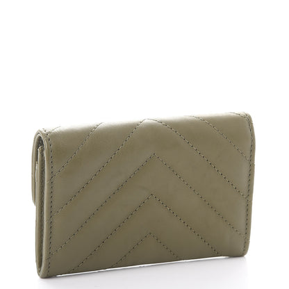Chanel Calfskin Chevron Quilted Card Holder Khaki 3 of 9