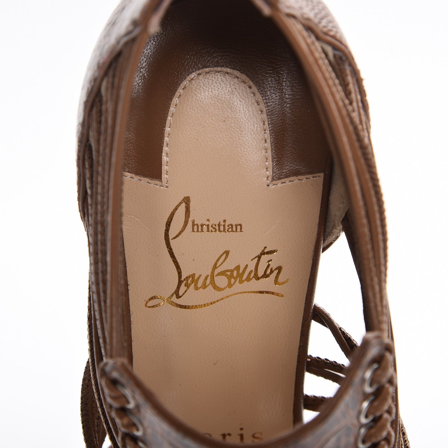 Ostrich Amal 100 Cage Sandals 36.5 Cognac
