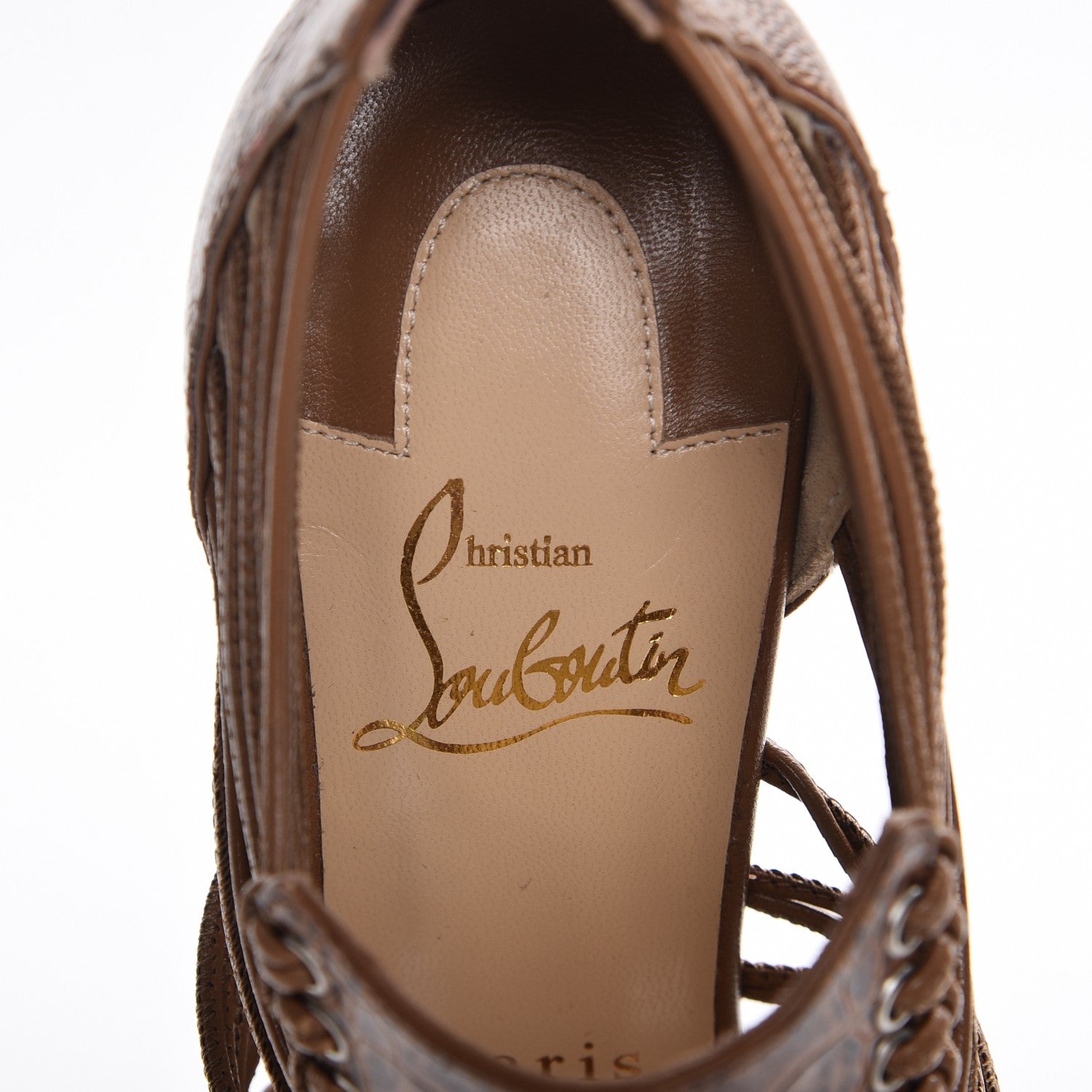 Christian Louboutin Ostrich Amal 100 Cage Sandals 36.5 Cognac 7 of 10