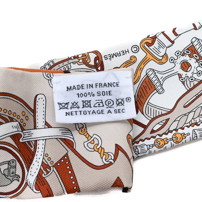 Hermes Silk Bouquets Selliers Twilly White Alezan Etoupe 3 of 3