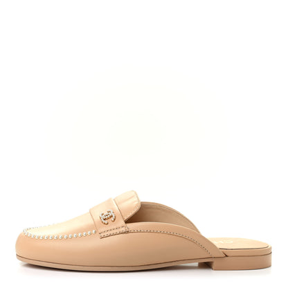 Chanel Lambskin Pearl CC Mules 38 Beige 1 of 8