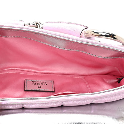 Gucci Iridescent Nappa Vertical Matelasse Small Maxi Horsebit Chain Shoulder Bag Escape Pink 5 of 12